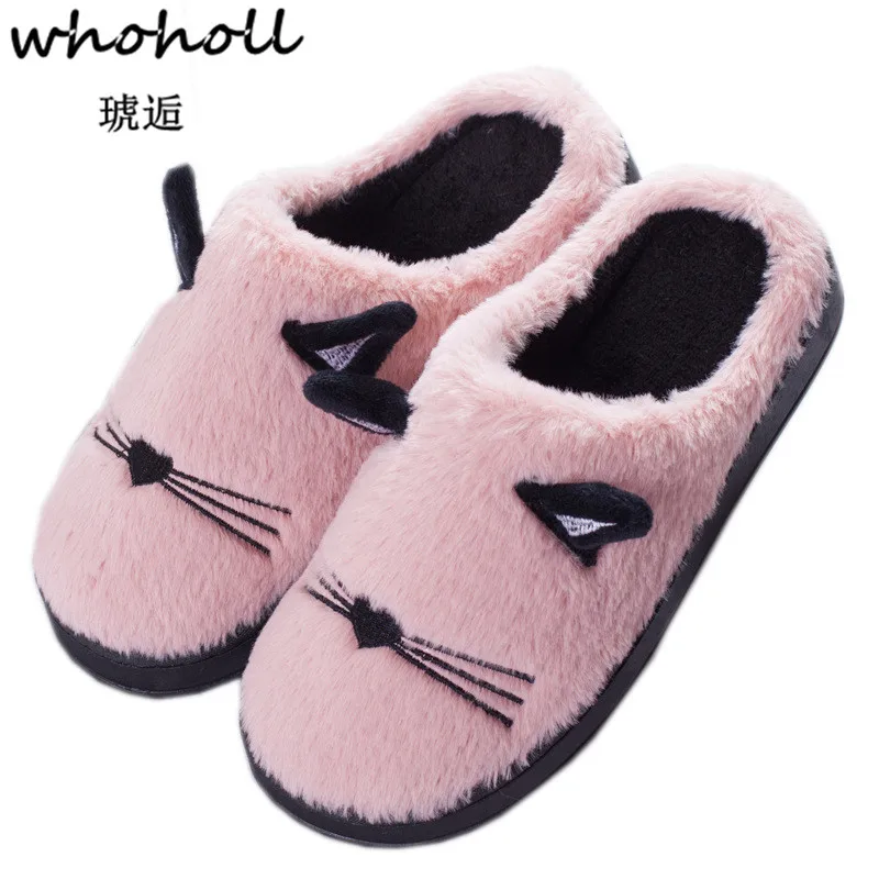 

Women Winter Home Slippers Cartoon Cat Shoes Non-slip Soft Winter Warm House Slippers Indoor Bedroom Lovers Couples Floor Shoes