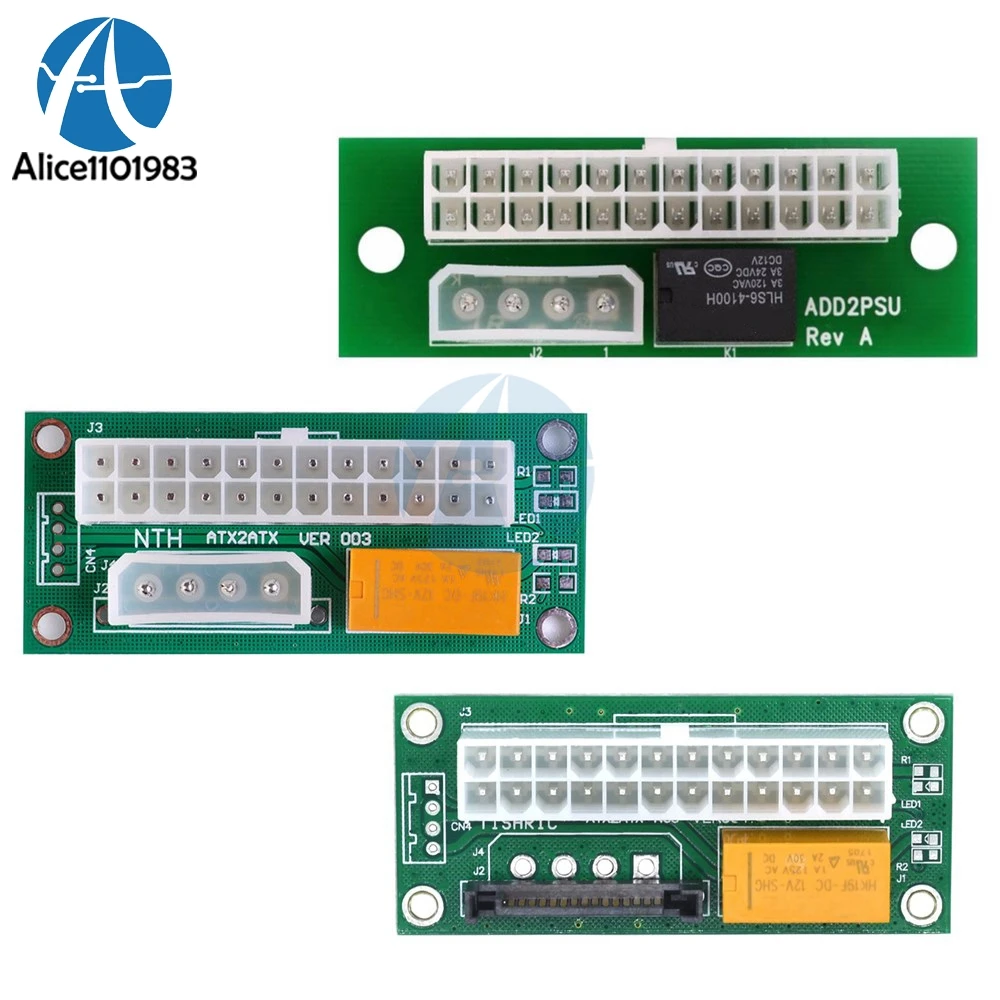 

ATX To SATA Molex 24Pin 24P Power Supply Connector Adapter Triple Relay Add2PSU Sync Synchronous Starter Extender Cable Card