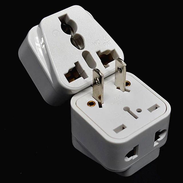 10pcs White 2 flat Pin Travel Adapter AU UK EU to US Plug Splitter