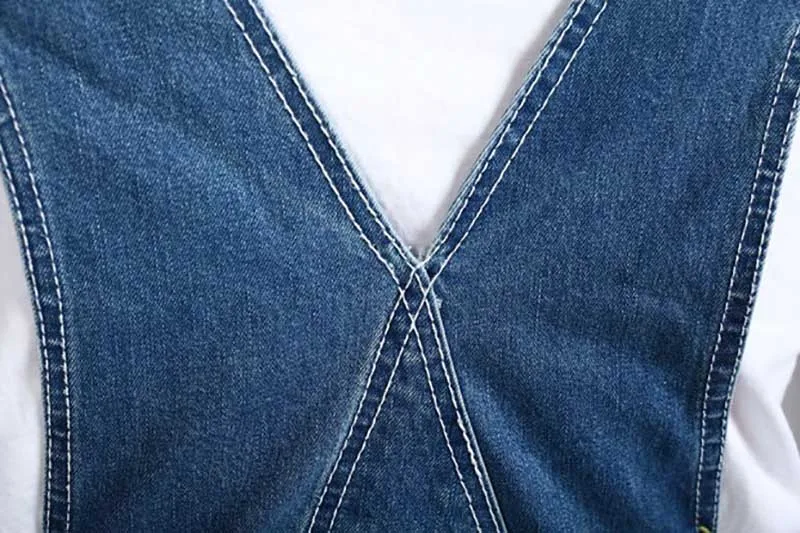 Mcikkny Men's Fashion Baggy Cargo Denim Bib Overalls Washed Loose Style Jeans Jumpsuit For Male Suspender Pants Multi-pockets   (5)