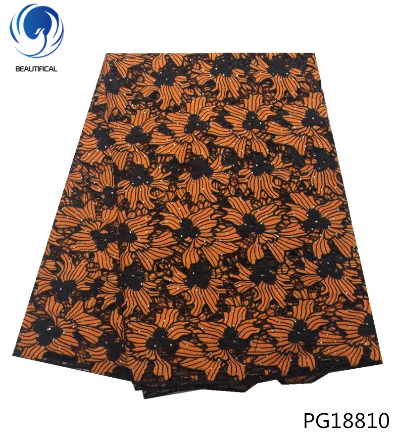 

Beautifical new design water Soluble Milk Silk Lace Fabric With Stone 2018 guipure lace fabrics for women dress 5yards/lot PG188