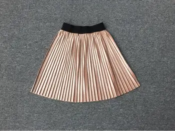 New velvet pleated skirt knee long girls skirt summer winter casual smooth skirt girl tutu high waist elastic pleated skirt 3