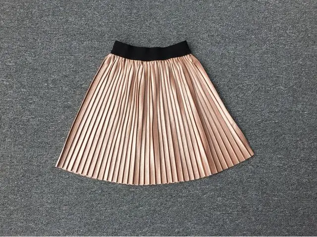 New velvet pleated skirt knee long girls skirt summer winter casual smooth skirt girl tutu high waist elastic pleated skirt 3