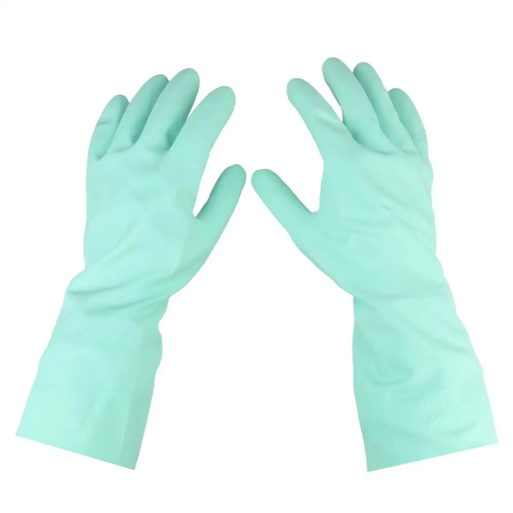 

Household Kitchen Cleaning Gardening Rubber Gloves Multi S M L Sizes Green Color Velvet Lining Latex House Cleaning Dish Washing