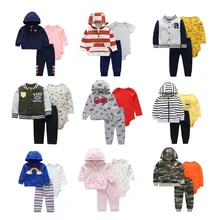 Комплект одежды для новорожденных, коллекция года, Осень-зима-весна, комплект из 3 предметов, кофта, свитер+ штаны+ боди, одежда для маленьких мальчиков и девочек