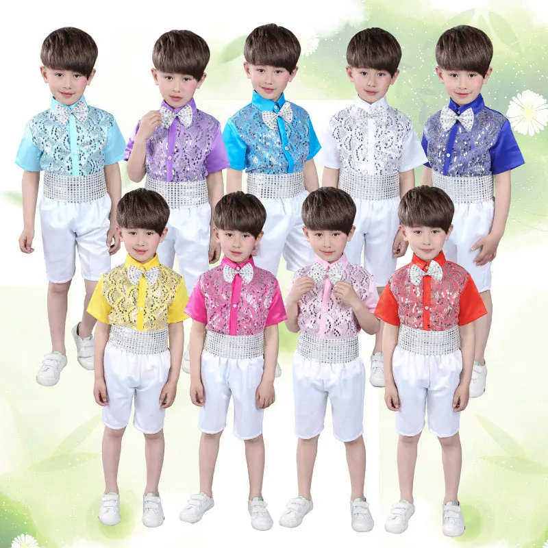 Children costumes boys dance clothes boys kindergarten pupils sequined