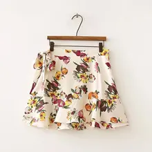 Wynne gadis новые летние мини-юбки с цветочным принтом Юбки До Колена со шнуровкой для женской одежды
