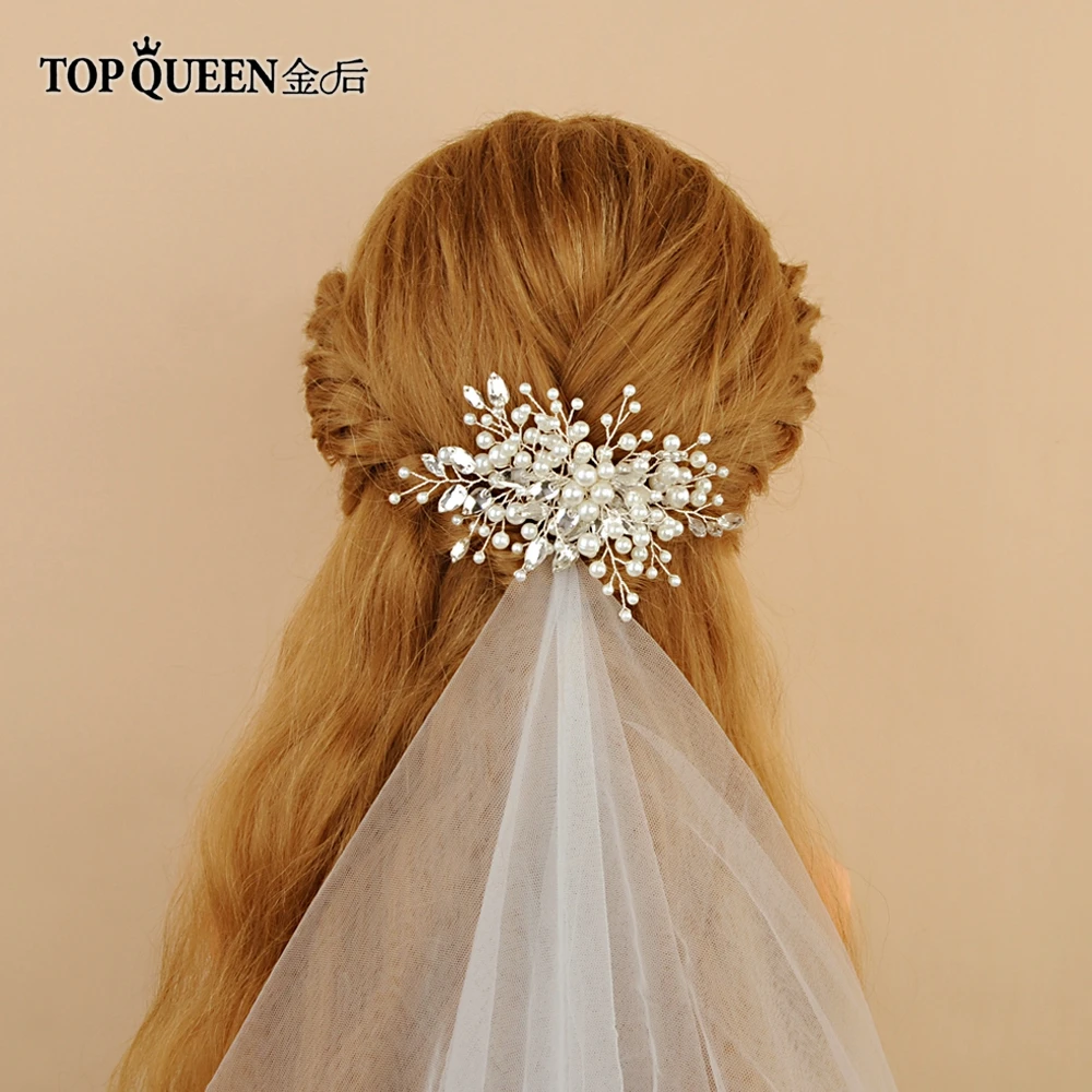 TOPQUEEN HP42 украшения для волос ручной работы с жемчужными бусинами свадебные аксессуары для волос двойной гребень для волос украшения для волос невесты головной убор для невесты