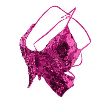 

Phenovo Belly Dance Butterfly Top Bra Dancing Costume Stunning Rose Red