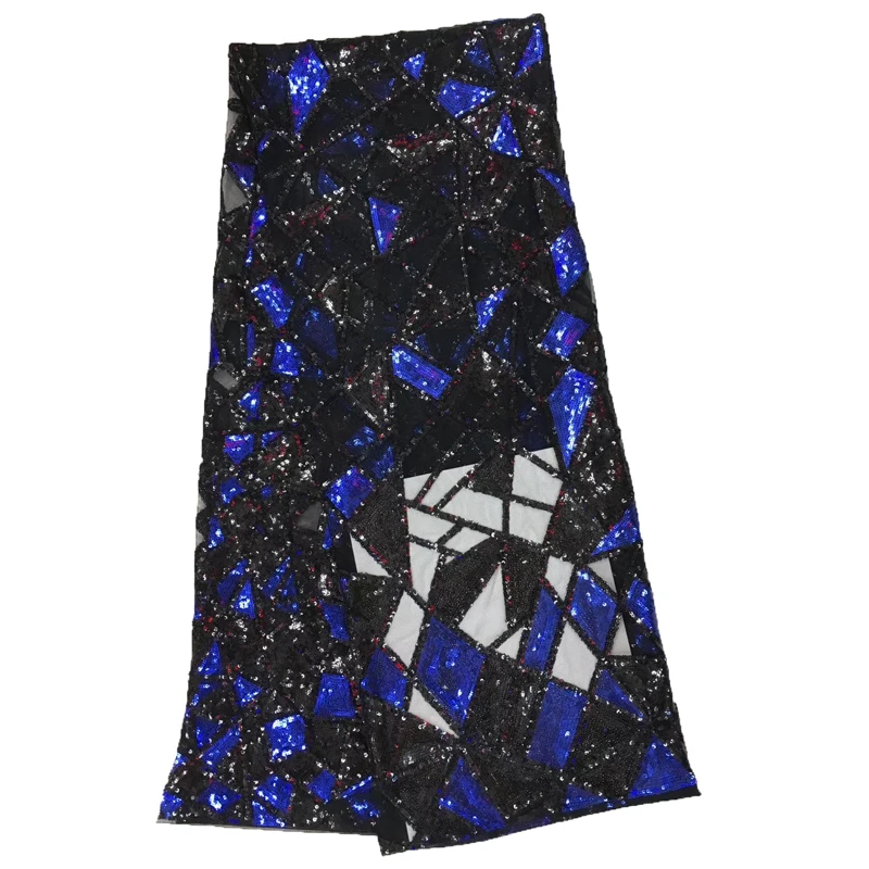 

African Embroidery Mesh Lace With Sequins For Women Dress Latest Nigerian French Net Lace Blue Sequin Lace Fabric HJ1435-1