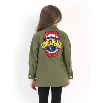 

Fashion Embroidery Spring Autumn Zipper Coat 10 12 years Girls Jacket Teenagers Clothes