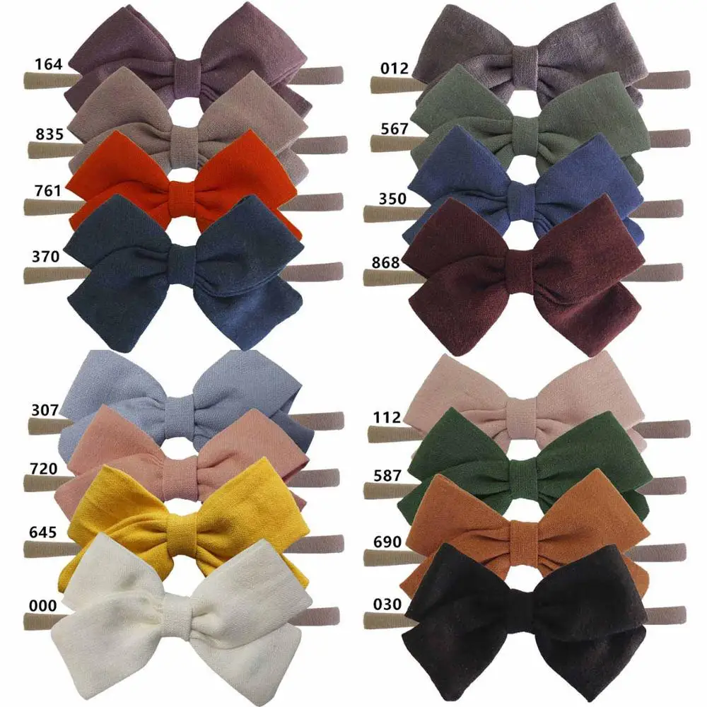 with headbands 20 шт./партия, для девочек ткань лук повязки или заколки, нейлон ободки Девочки аксессуар для волос - Цвет: with headbands