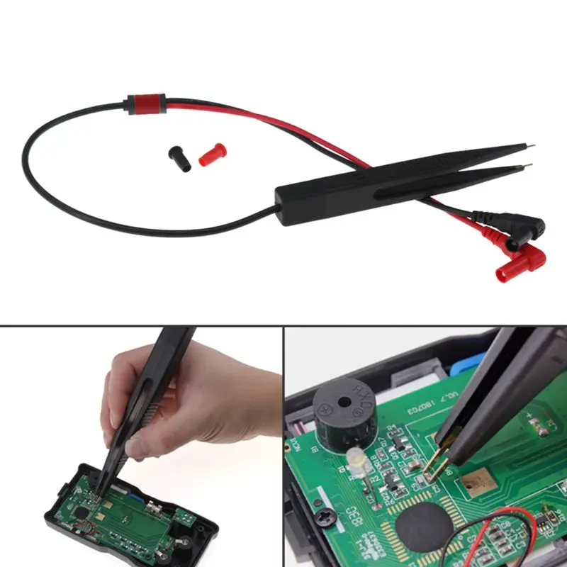 

FOR SMT SMD Chip Resistance Test Clip Grip Lead Probe Multimeter Meter Capacitor Tweezer