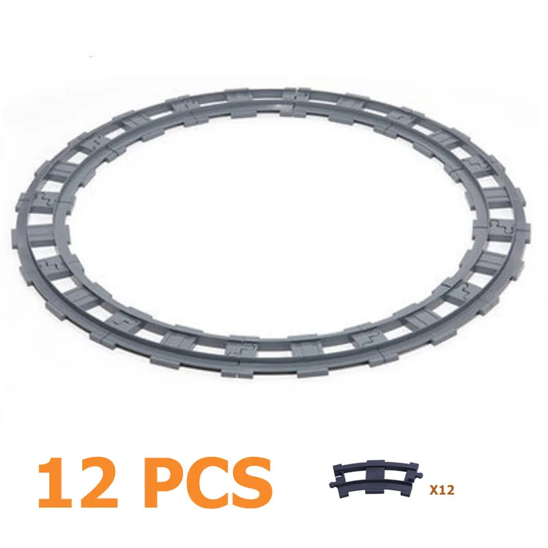 Наборы дорожек для поезда, большие строительные блоки, аксессуары для транспортных средств, сборка железной дороги, Детские интерактивные игрушки, совместимые с Duplo, кирпичи - Цвет: 12pcs Track set7