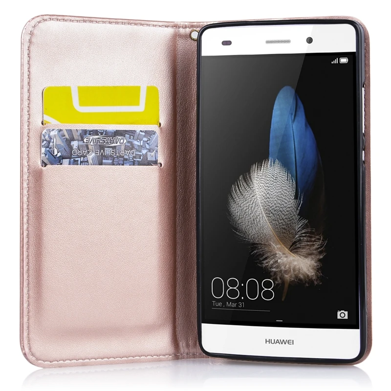 Yokata Блеск Алмазный Флип кожаный чехол для Huawei P8 lite бумажник розовое золото Coque Lite