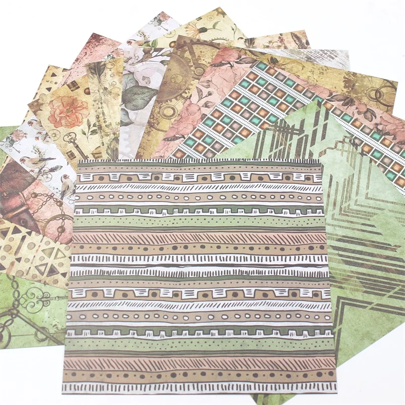 

ZFPARTY 12pcs 6" Single-side Printed Vintage pattern creative papercraft art paper handmade scrapbooking kit set books