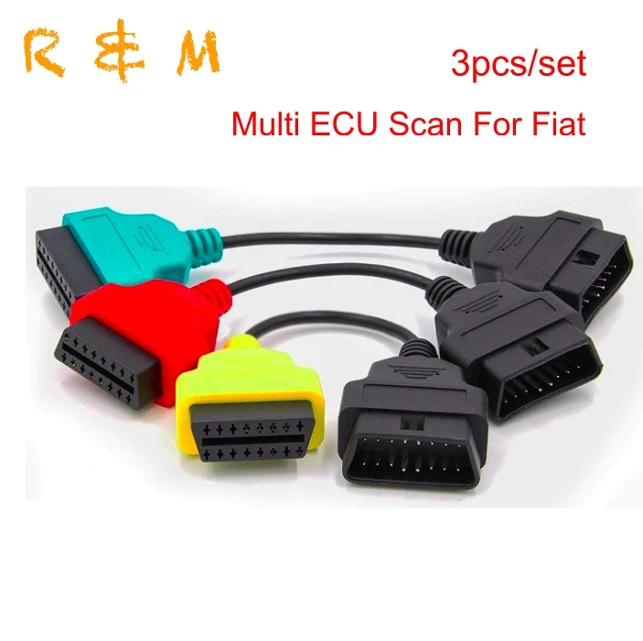 

best selling 3pcs/set ecuscan connect cables for Fiat diagnostic cables and connectors Multi For Fiat ECUScan Adapter Bundle