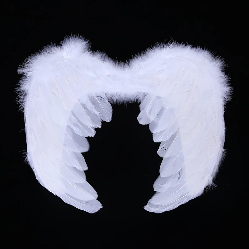 

40*40cm Angel Wing Feathers Children Teens Show White Goose Plumes Stage Property Feather Wing for Hallowmas Christmas Cosplay
