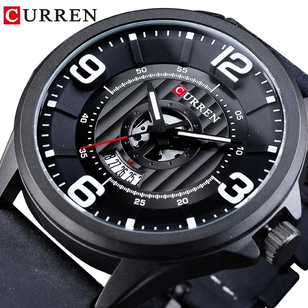 

CURREN Fashion Racing Design Full Black 2018 Casual Sport Military Wristwatch Men Male Quartz Clock Top Brand Luxury Date Analog