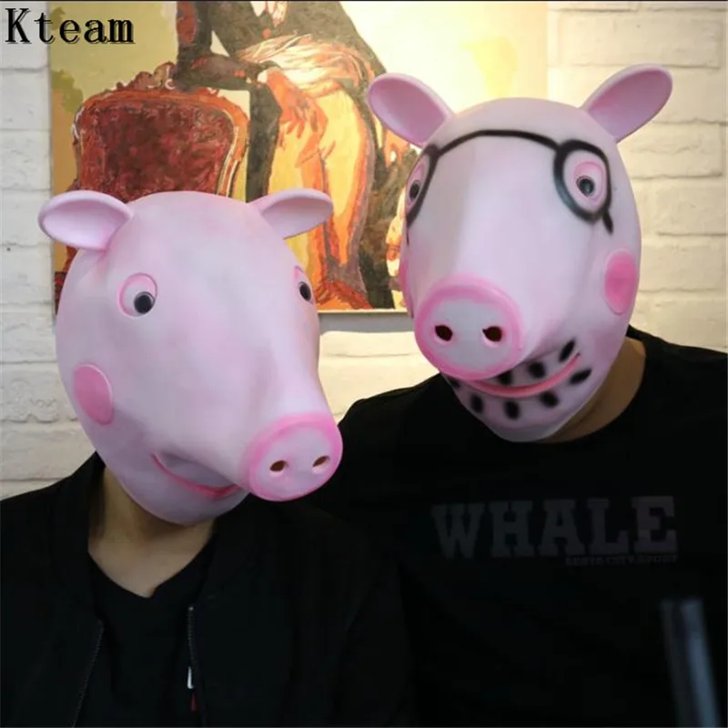 

Funny Lovely Pig Head Masks Novelty Halloween Mask Halloween Jigsaw Pig Mask Caveira Cosplay Costume Latex Festival Supplies Toy