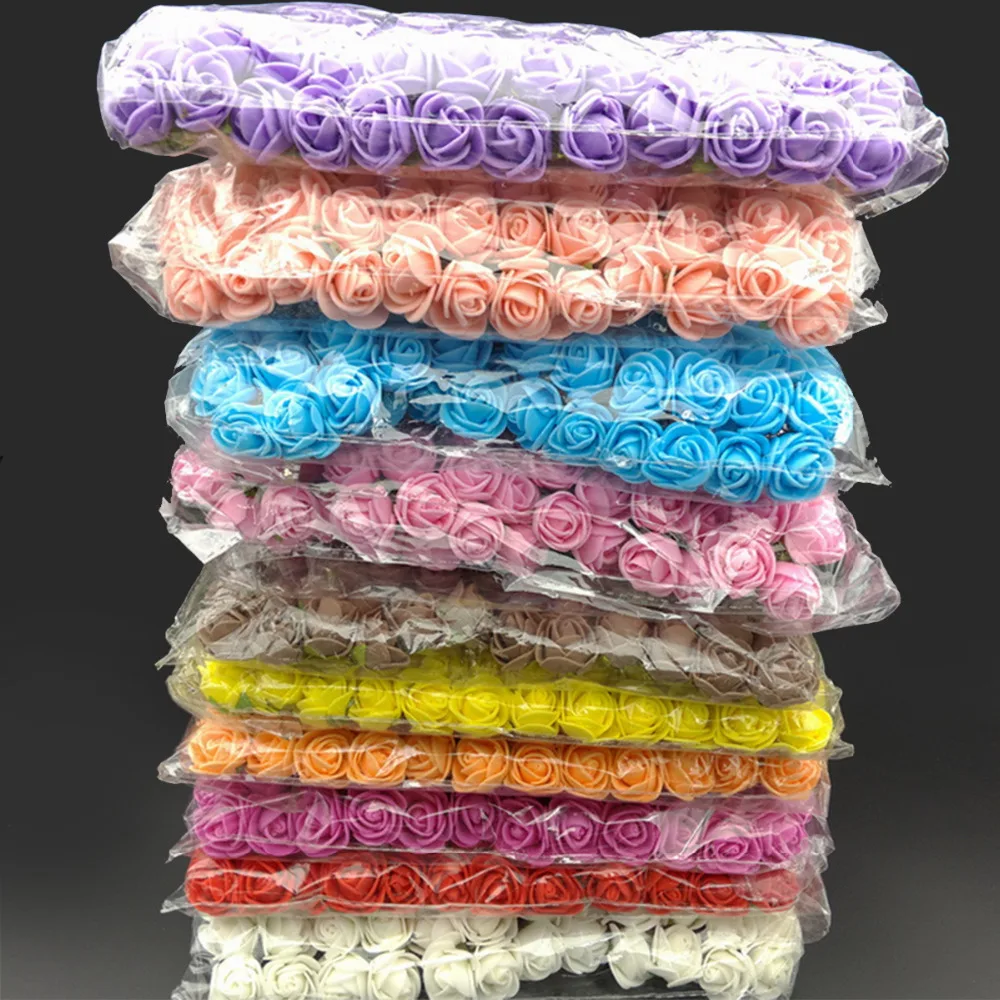 

50Pcs/lot 2.5cm DIY Handmade Foam Flowers Rose Flower Head Artificial PE Foam Rose For Wedding Decoration Scrapbooking Crafts