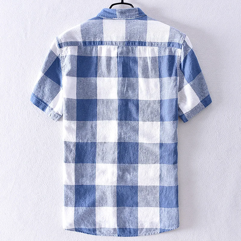 Новое поступление мужская клетчатая рубашка с коротким рукавом брендовая летняя рубашка для мужчин повседневные модные рубашки мужские удобные рубашки мужские camisa