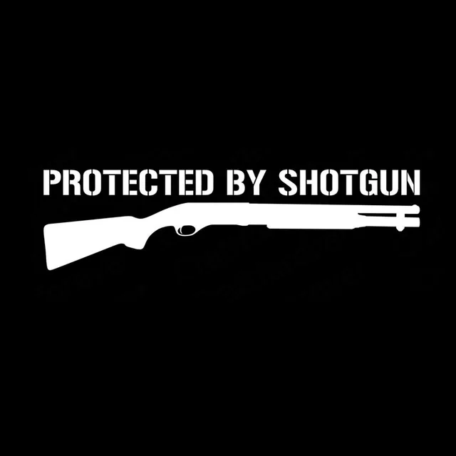 15X4CM PROTECTED BY SHOTGUN Gun Vinyl Decals Car Sticker S8 0044in Car