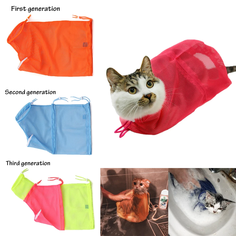 Mesh Cat Bath Bag No Scratch Bite for Bathing Nail Trimming Injecting