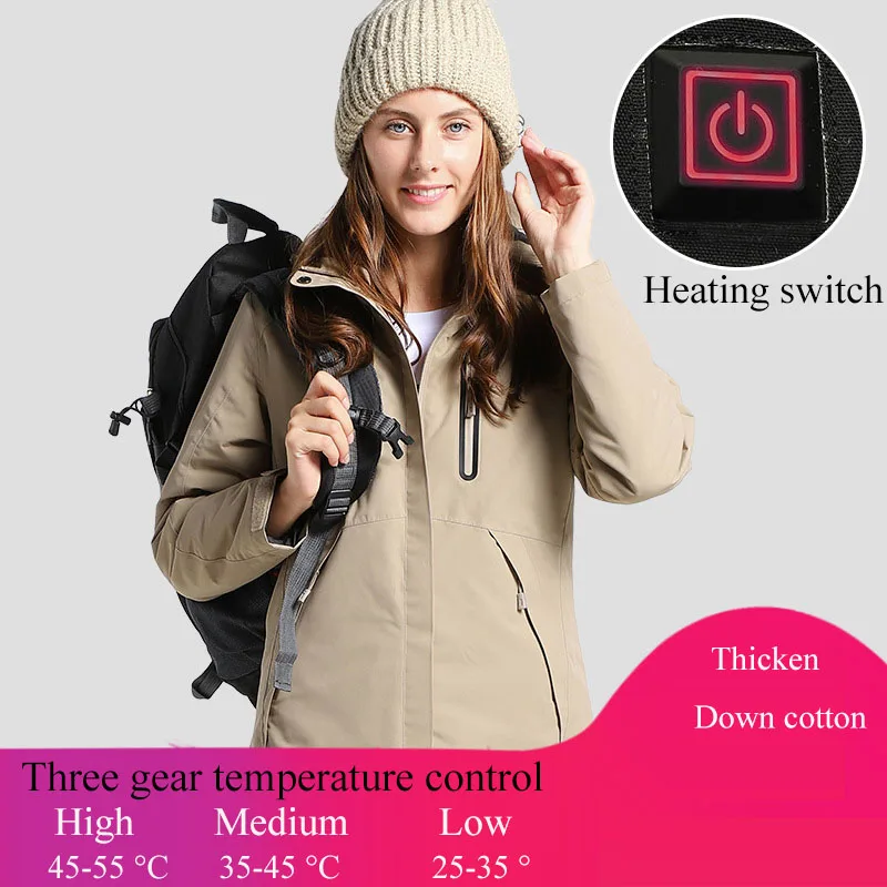 Ccivicfree зимние USB Инфракрасный обогрев хлопковая куртка Для мужчин Для женщин Открытый Кемпинг Водонепроницаемый ветровка Пеший Туризм восхождение пальто из флиса