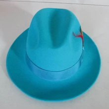 Мужская мода Fedoras Шерстяная кепка мужская Голубое озеро Джаз Шерстяная кепка Классический светильник синяя Фетровая Шляпа Fedora Шляпа крестного отца ковбойская Кепка B-8119