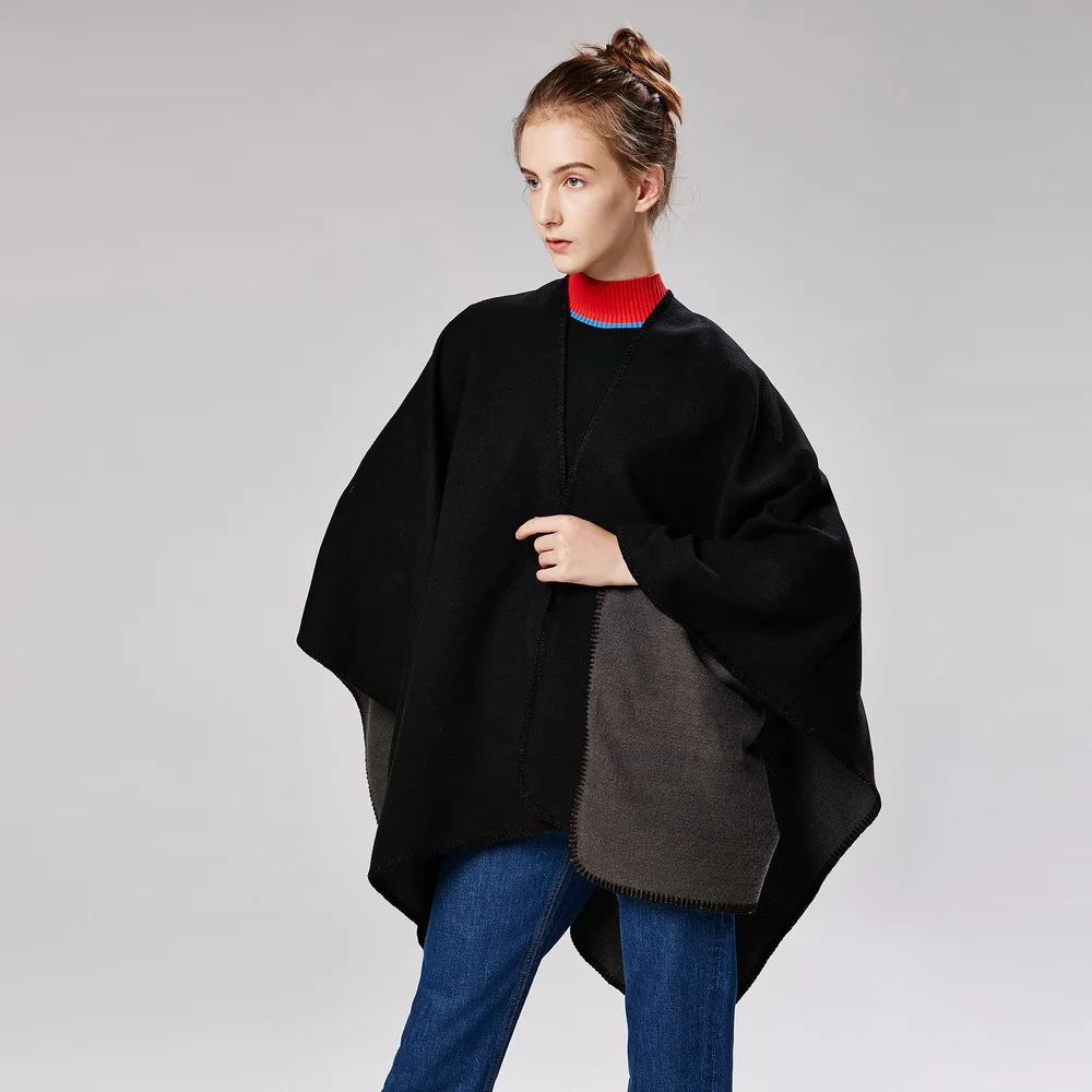 

2019 Autumn Winter Warm Pure Color Pashmina Women Imitation Cashmere Knit Thicken Scarf Shawls Monochrome Plain Capes Ponchos