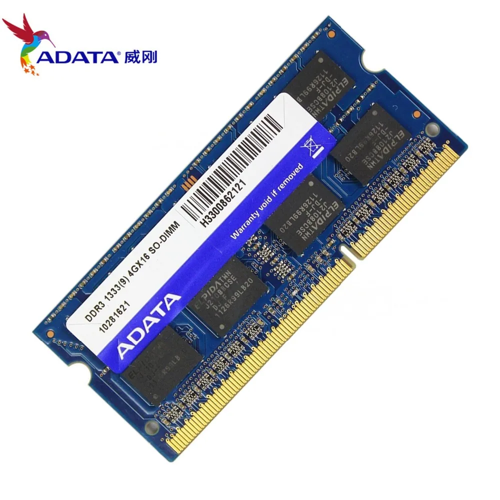 Ноутбук AData 4GB DDR3L 4GB 1333MHz PC3-10600 DDR3 1,35 V-1,5 V ram SO-DIMM 1333 10600 2G 204-PIN