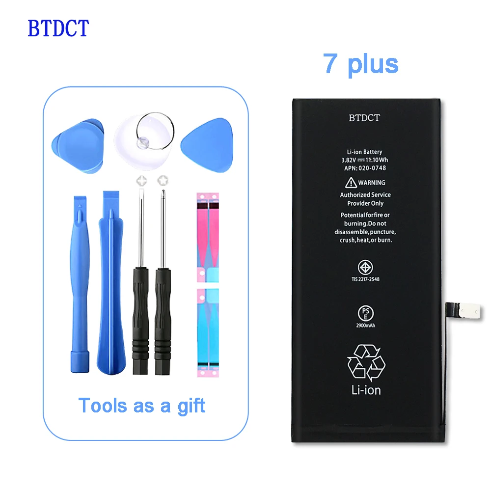 

BTDCT Orig Mobile Phone Battery For iPhone 7 Plus Capacity 2900mAh 0 Cycle With Repair Tools Kit And Replacement Battery Sticker