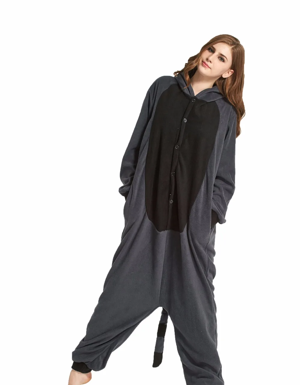 Кигуруми косплей костюм для взрослых мультфильм животных Серый Енот Onesie унисекс пижамы Косплей костюмы ночное белье комбинезон