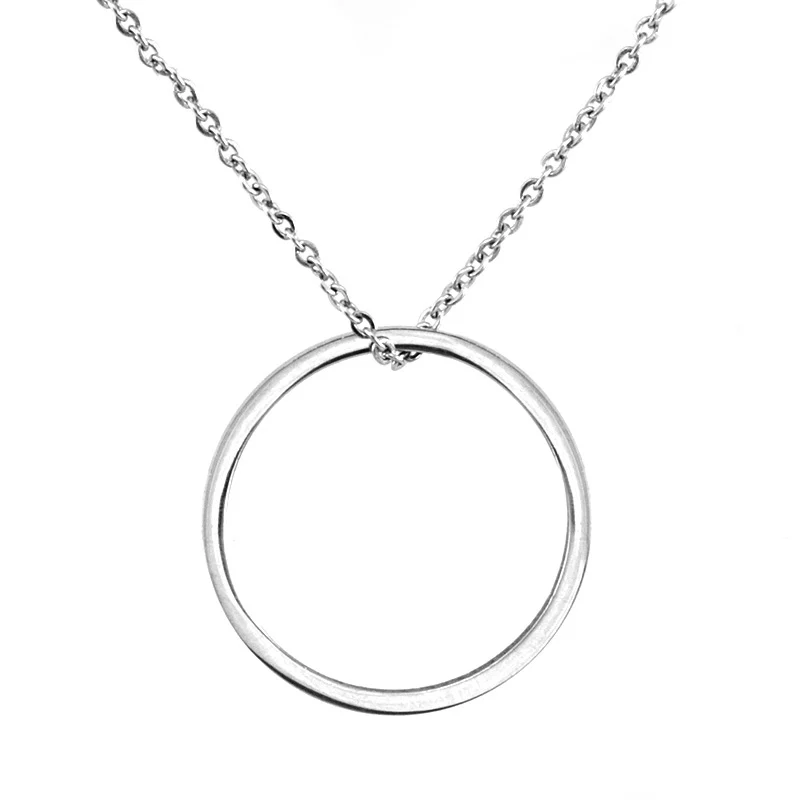 

Casual Personality Circle Lariat Long Necklace Stainless Steel 30mm Anulus Round Pendant Women Choker Gift For Wife Femme Colar