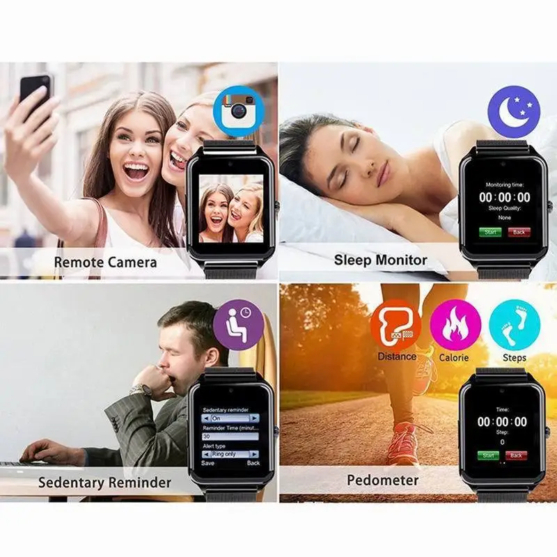 

Hot Sale All Match Bluetooth Smart Watch Phone Z60 Smart Watch Stainless Steel Smart Watch for IOS Android Black Gold Silver