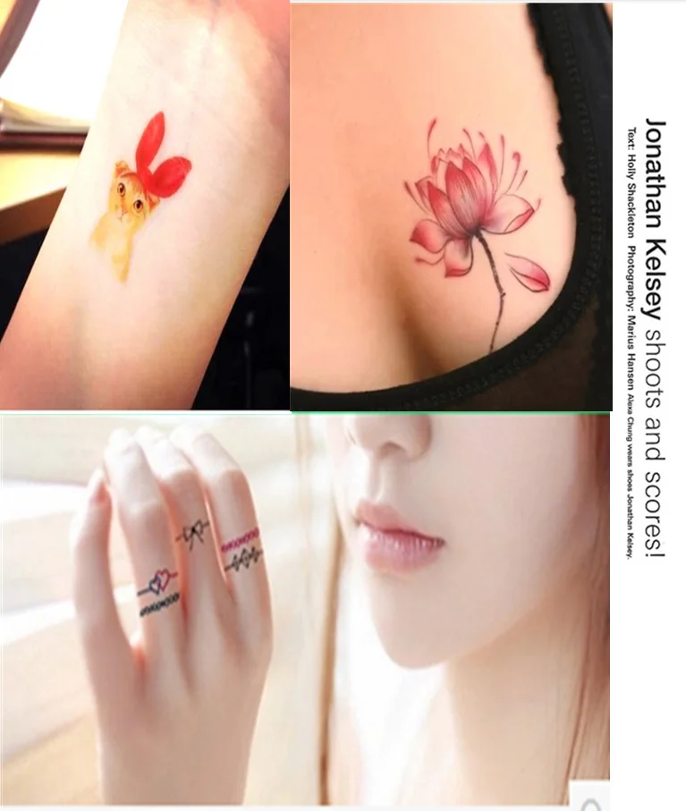 15 листов водонепроницаемых татуировок наклейки английские цветы персика Бабочка Лотос 3D долговечные реалистичные консилеры наклейки