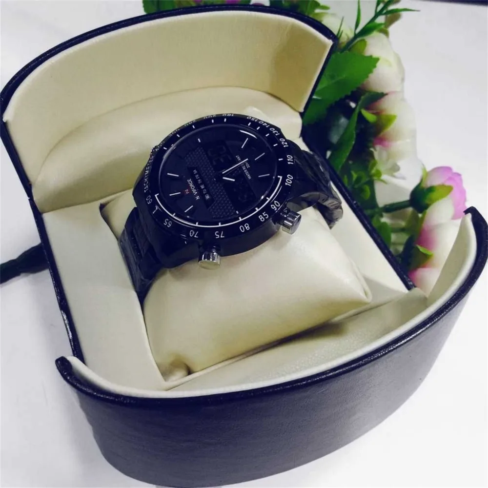 Роскошный дисплей часов коробка искусственная синий цвет кожаный чехол для хранения ювелирных изделий Организатор держатель часы Reloj Caixa