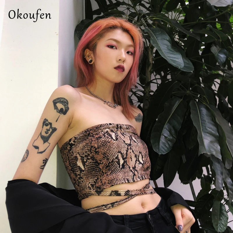 

Summer 2019 New Bra Close to the Body and Wrap Sexy Snake Scale Clothes Fashionable Personality Trend Comfortable Leopard Print