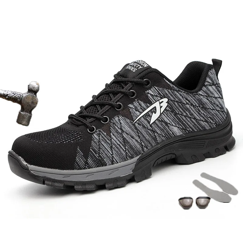 

Men Work & Safety Shoes Steel Toe Cap Mid Sole Impact Resistant Soft Male Shoes Anti-smashing Work Safety Boots Sneakers 36-48