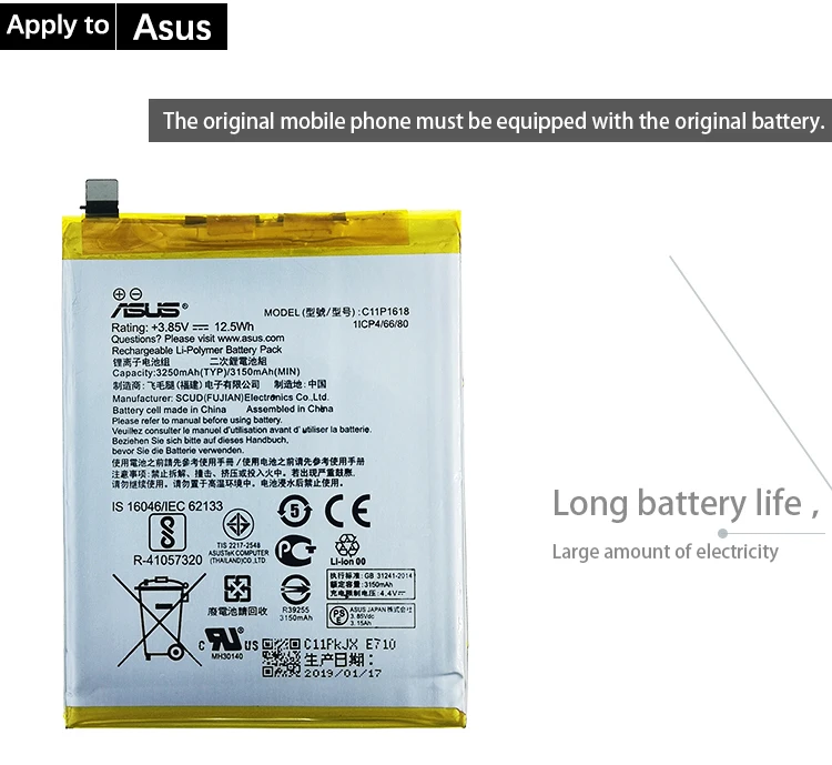 ASUS Original C11P1618 3150mAh New Battery For Asus ZenFone 4 Z01KD ZE554KL phone high quality battery+tracking number