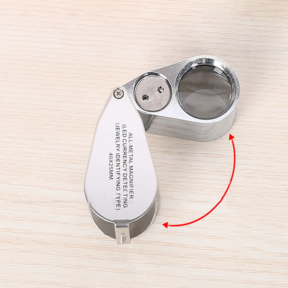 40 Times Useful Lightweight Full Metal Folding Scientific UV Light Portable LED Magnifier Counterfeit Detector Working Tool Gift |