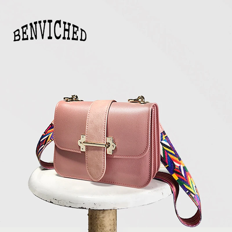 

BENVICHED spring women bag 2019 new chain slanting single shoulder fashion simple Wide shoulder straps small square bag c223