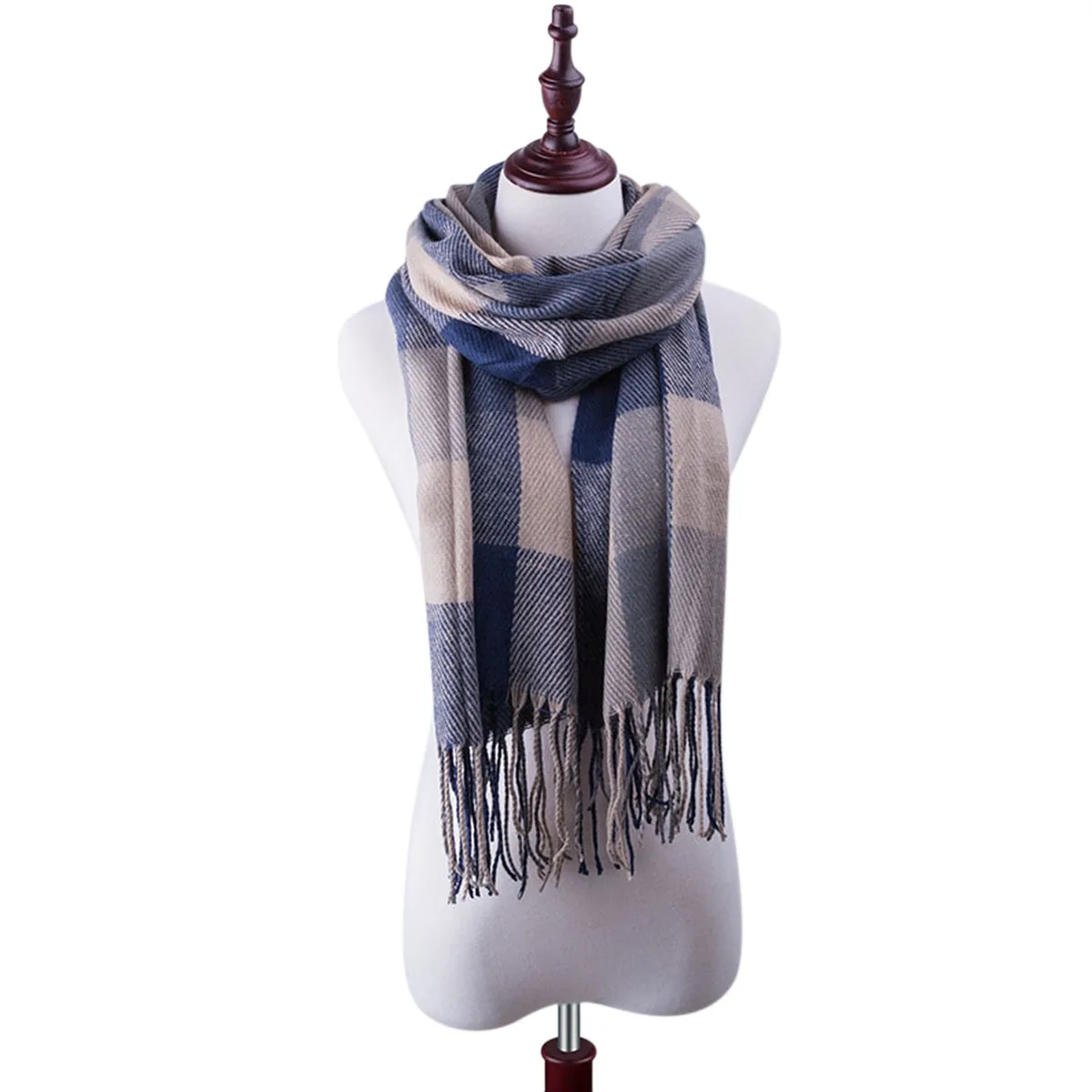 Зимний шарф URDIAMOND, новинка, клетчатый Модный корейский шарф с кисточками, осенняя Дамская кашемировая шаль