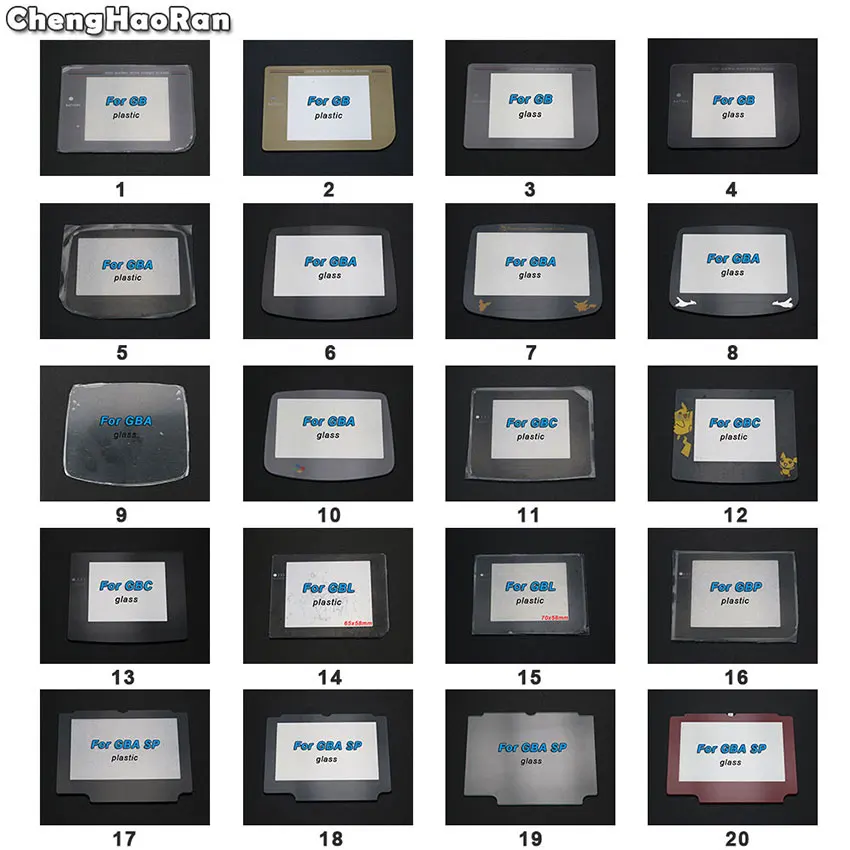

ChengHaoRan 50pcs New Plastic Glass Screen Lens For Gameboy Color Advance For GB GBA SP GBC GBL GBP Lens Protector W/ Adhensive