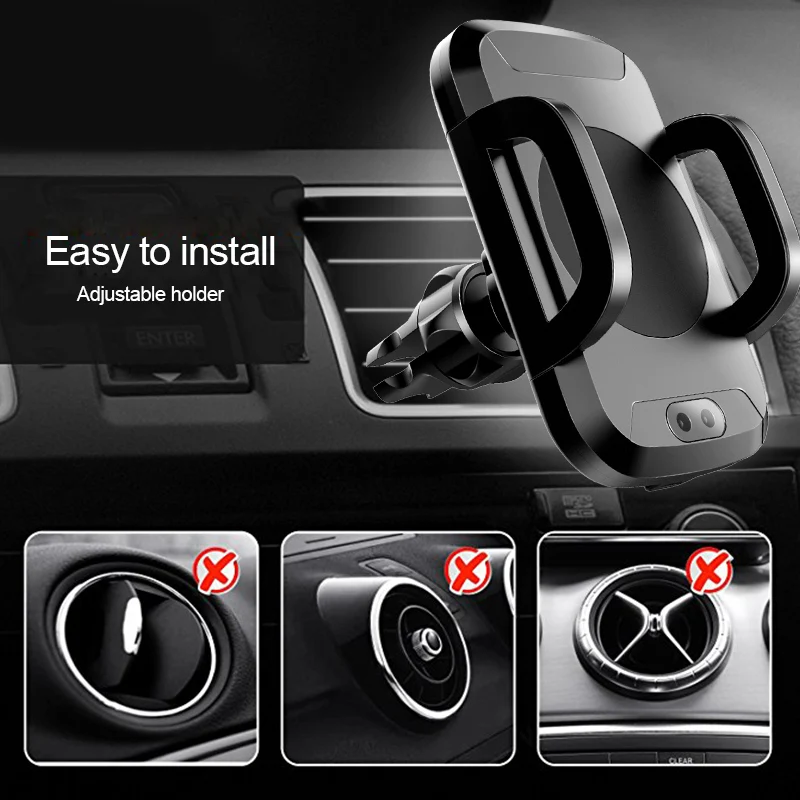 Qi Car Wireless Charger For iPhone X 8 8 Plus Samsung S8 S9 Pop Automatic Infrared Sensor Wireless Charger Sockets Phone Holder  (2)