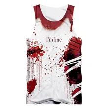 Летняя майка для бодибилдинга, мужская майка с надписью «I'm Fine Funny Art Humor», топы унисекс, 3D жилет без рукавов с печатным рисунком, спортивные топы в стиле хип-хоп