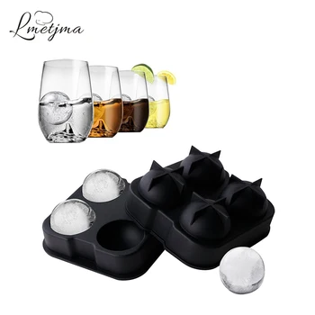 

LMETJMA 4 Large Ice Mold Silicone Ice Ball Maker Whiskey Cocktail Ice Cube Tray Mold Ice Ball Cube Mold KC0521-4