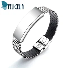 Felicelia полированная нержавеющая сталь силиконовый браслет на запястье для мужчин Магнитная терапия Браслет Боли Артрит