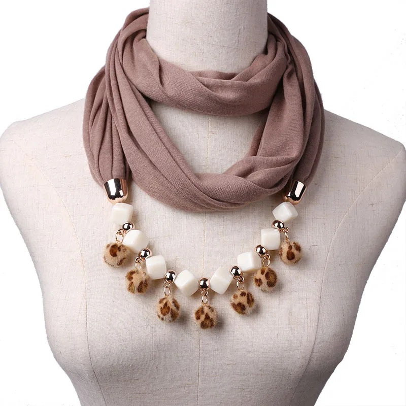 TagerWilen кулон шарф ожерелье бусы Hairball ожерелья с кисточками для женщин полиэстер шарфы ювелирные изделия обертывание аксессуары X-07 - Цвет: 5